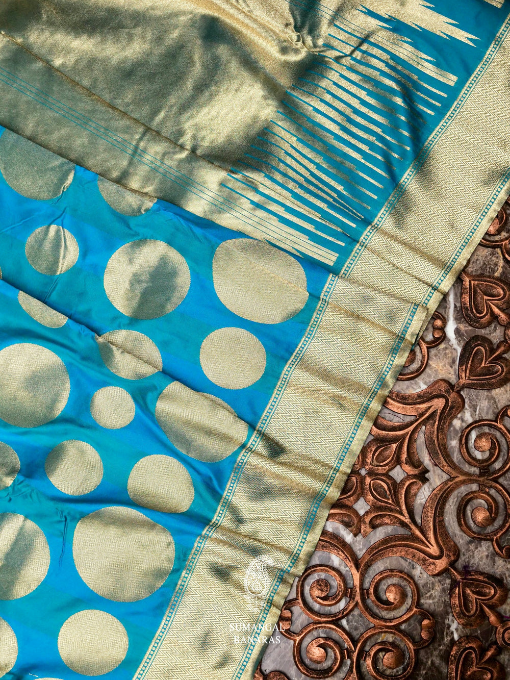 Banarasi Tufts Blue Blended Silk Saree