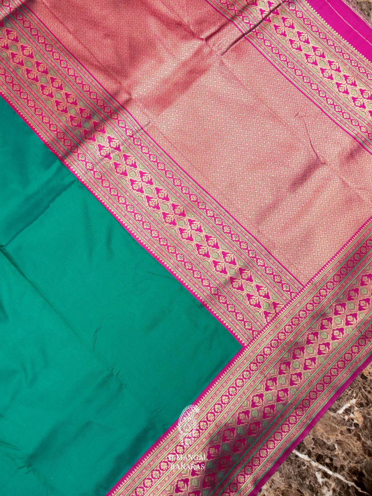 Banarasi Teal Green Blended Silk Saree