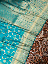 Banarasi Tufts Blue Blended  Silk Saree