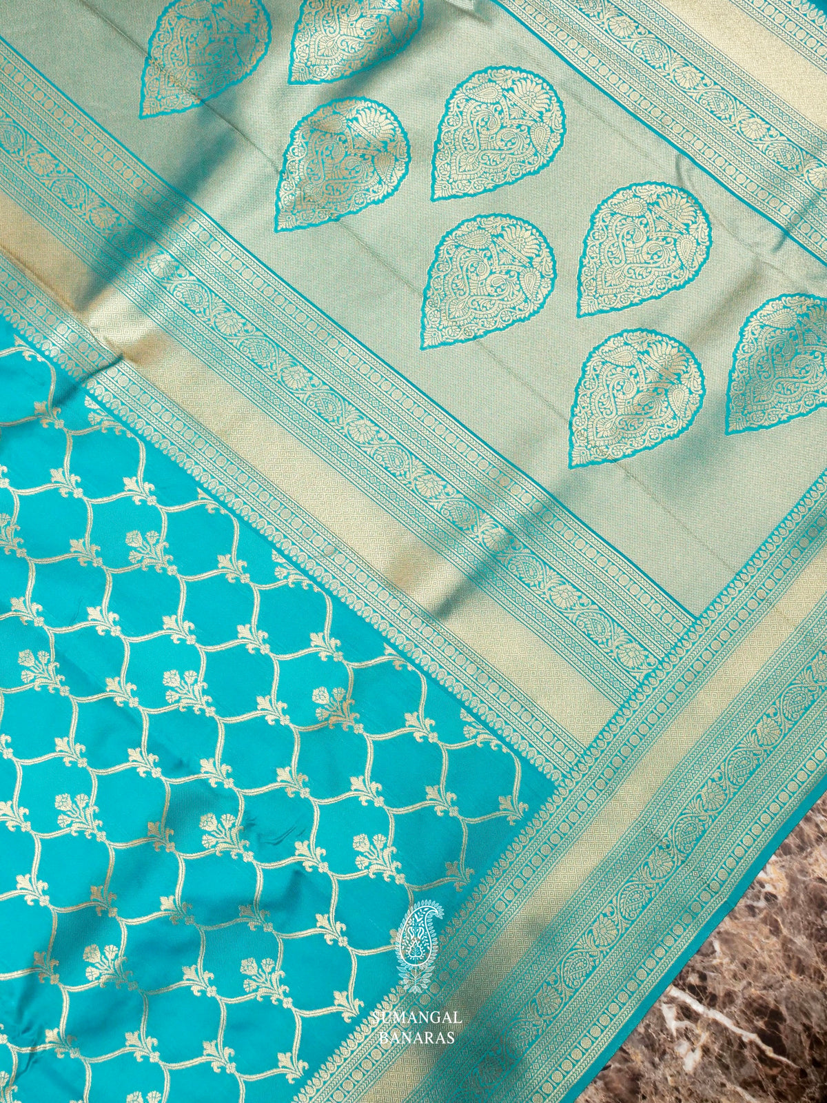 Banarasi Tufts Blue Blended  Silk Saree