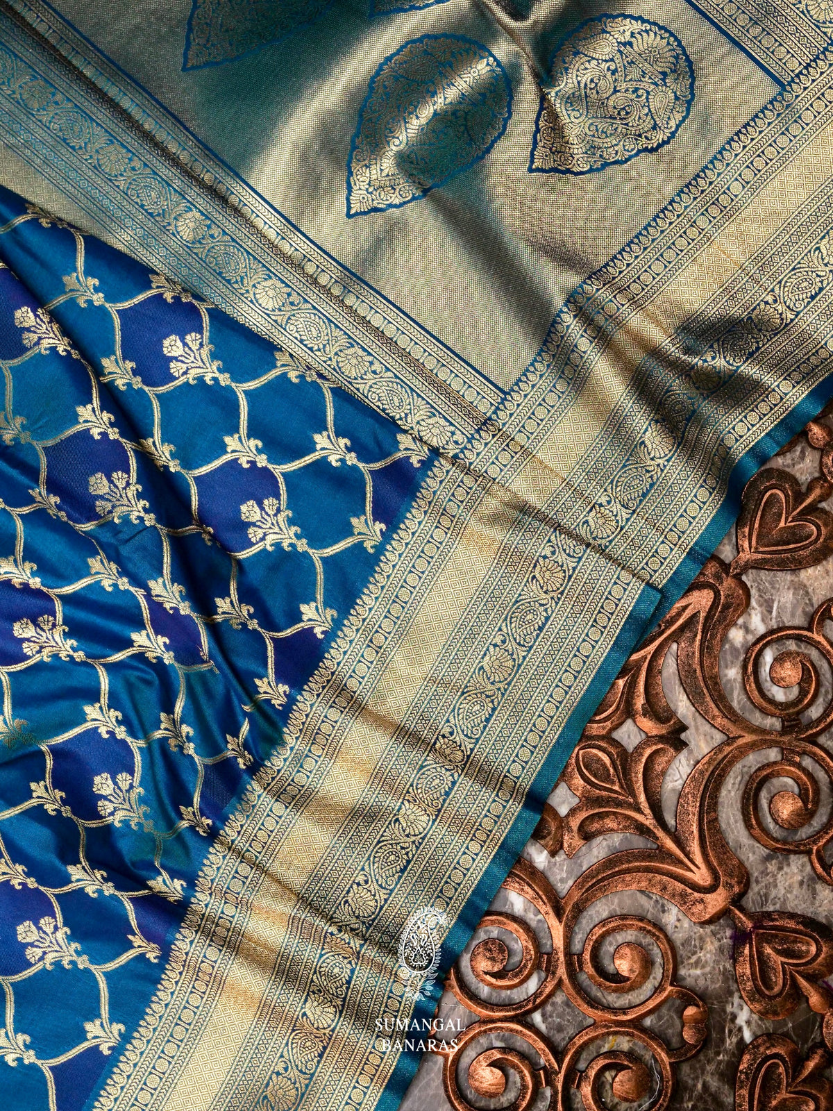 Banarasi Blue Rangkat Blended Silk Saree