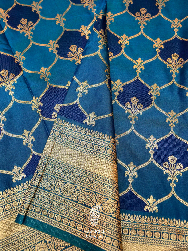 Banarasi Blue Rangkat Blended Silk Saree