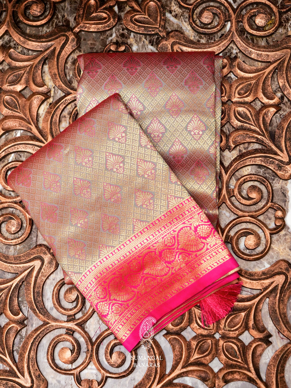 Banarasi Grey Blended Silk Saree
