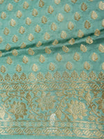 Banarasi Aqua Green Blended Crepe Katan Silk Saree
