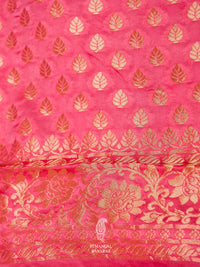 Banarasi Peach Blended Crepe Katan Silk Saree