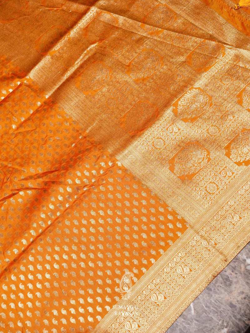 Banarasi Mustard Blended Silk Saree