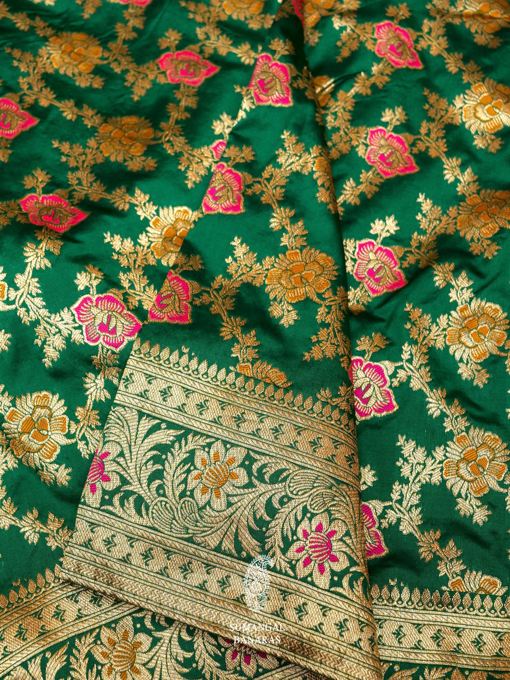 Banarasi Green Blended Katan Silk Saree