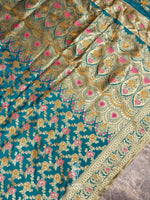 Banarasi Teal Blue Blended Katan Silk Saree