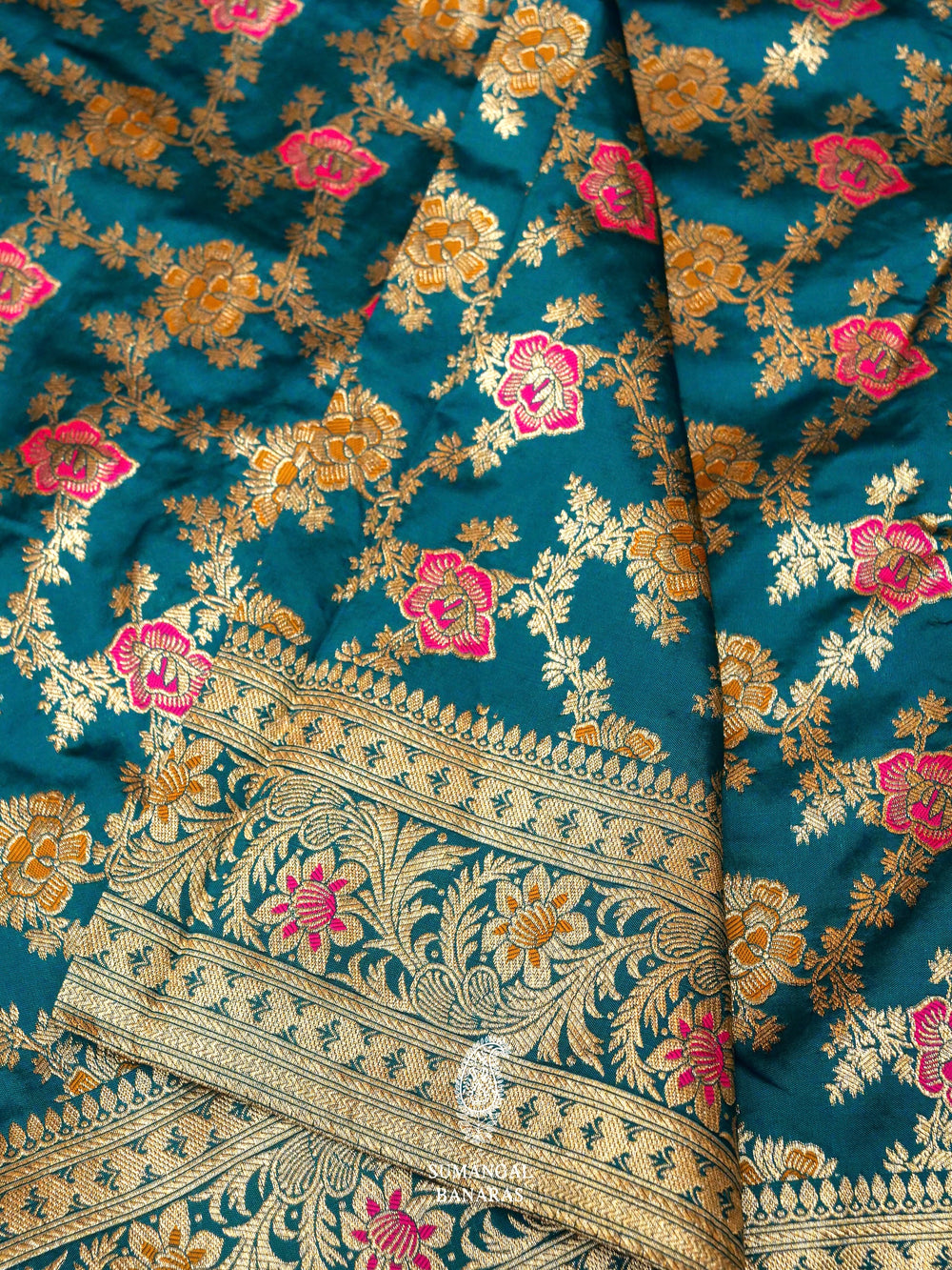 Banarasi Teal Blue Blended Katan Silk Saree