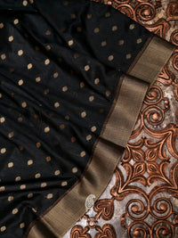 Banarasi Black Blended Tussar Silk Saree