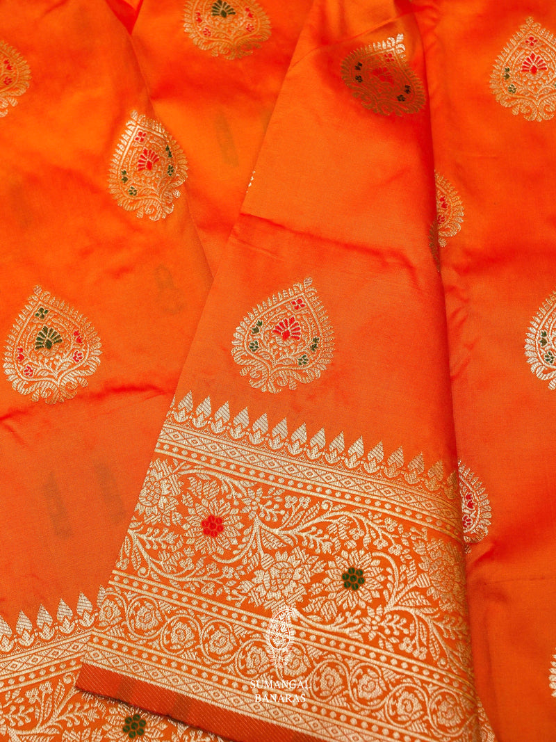 Banarasi Orange Blended Silk Saree