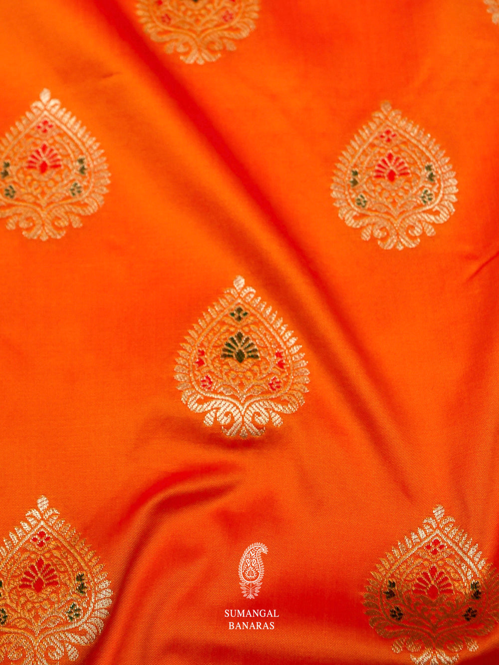 Banarasi Orange Blended Silk Saree