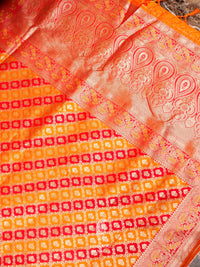 Banarasi Orange Blended Katan Silk Saree