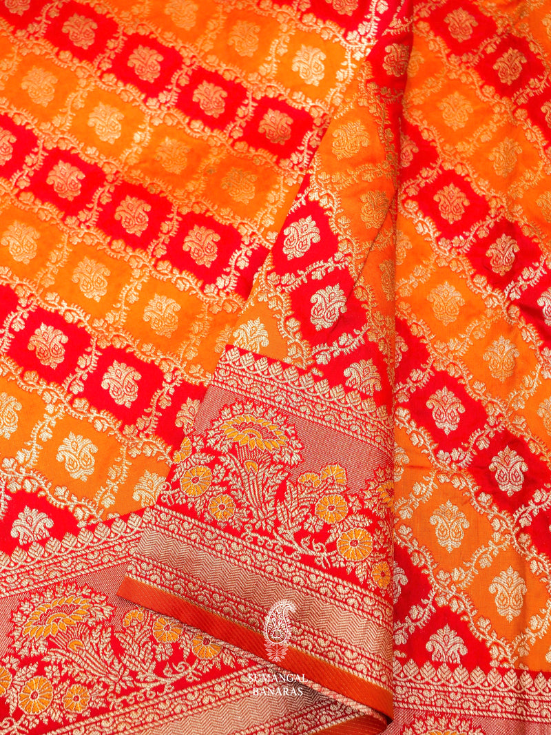 Banarasi Orange Blended Katan Silk Saree