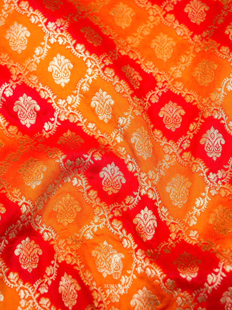 Banarasi Orange Blended Katan Silk Saree