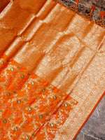 Banarasi Orange Blended Silk Saree