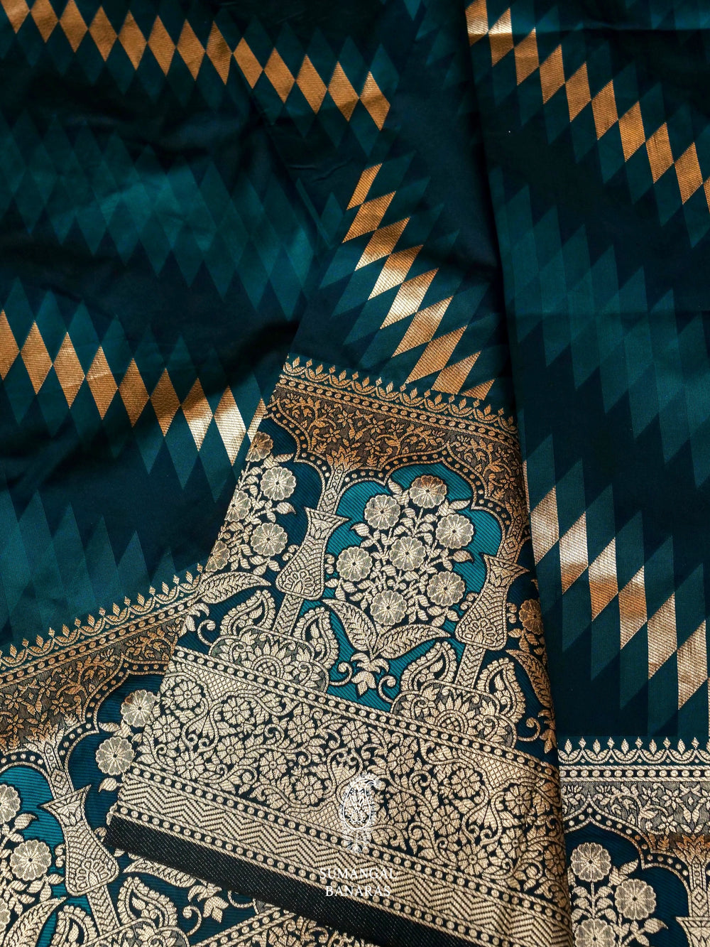 Banarasi Teal Blue Blended Katan Silk Saree