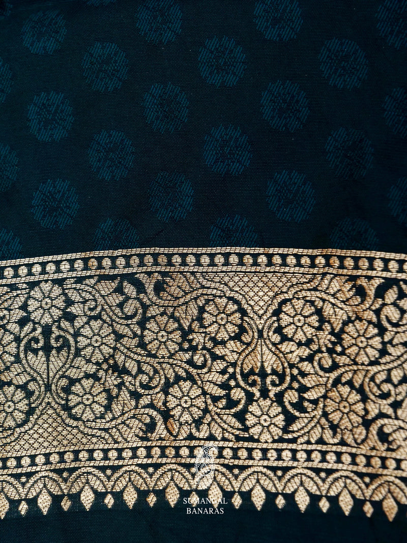 Banarasi Teal Blue Blended Katan Silk Saree