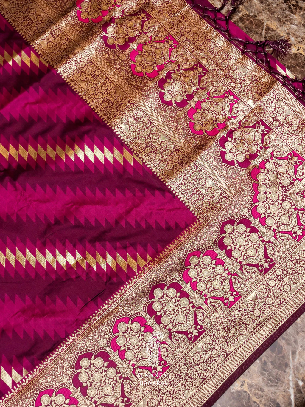 Banarasi Magenta Blended Katan Silk Saree
