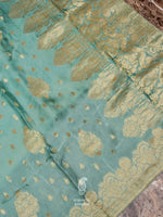 Banarasi Cadet Blue Crepe Katan Silk Saree