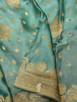 Banarasi Cadet Blue Crepe Katan Silk Saree