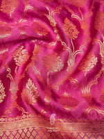 Banarasi Pink Crepe Katan Silk Saree