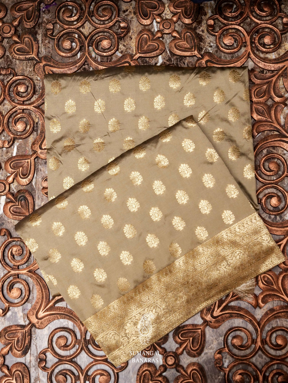 Banarasi Biege Blended Katan Silk Saree