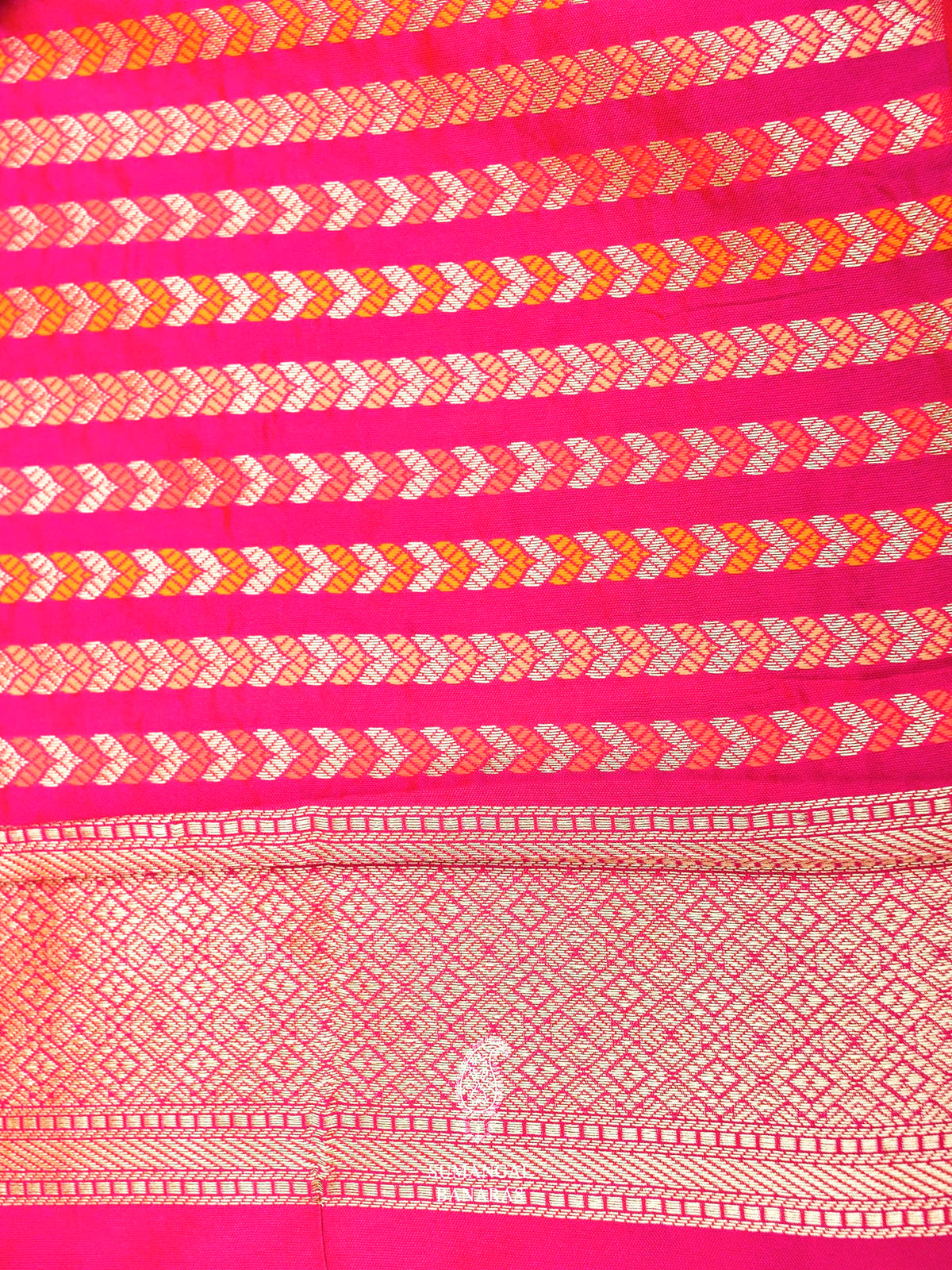 Banarasi Red Blended Rangkat Silk Saree