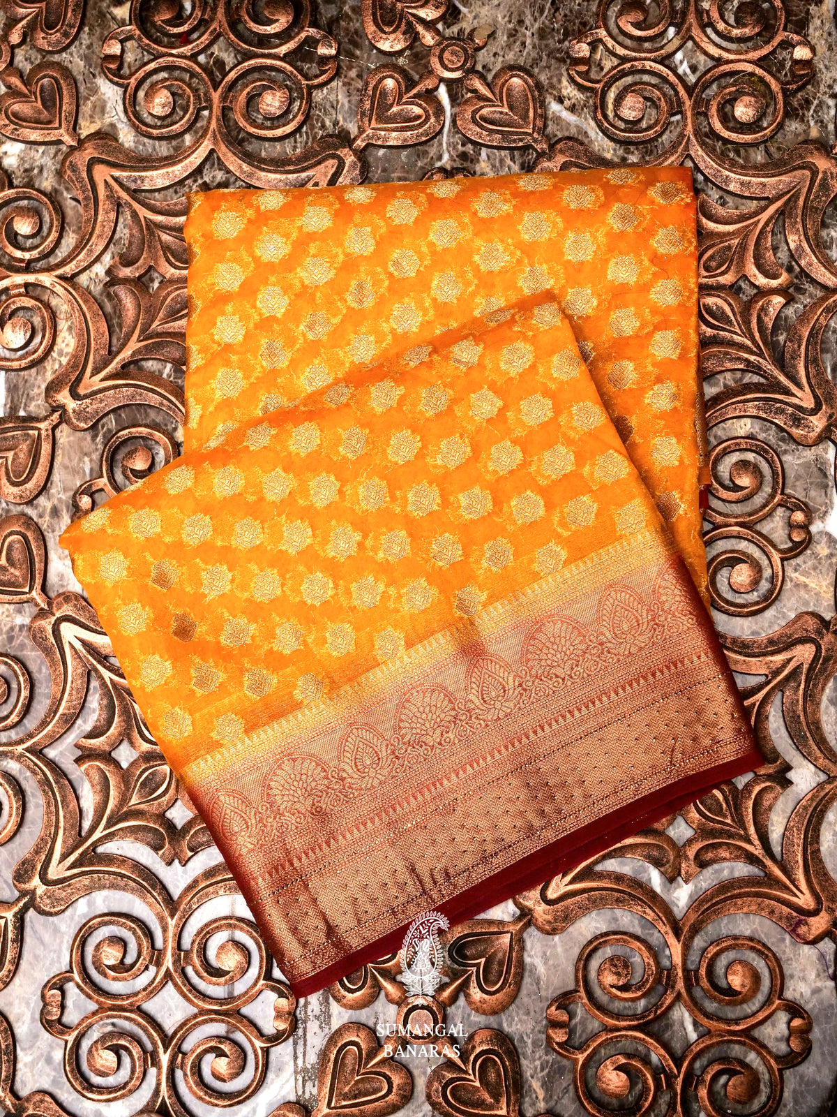 Banarasi Yellow Blended Organza Silk Saree