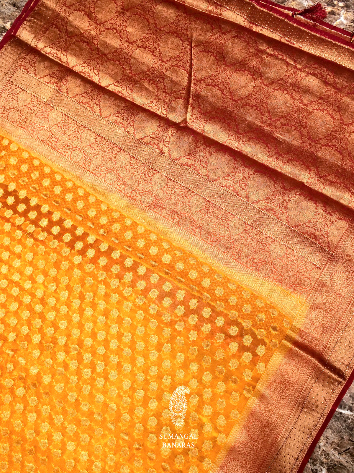 Banarasi Yellow Blended Organza Silk Saree