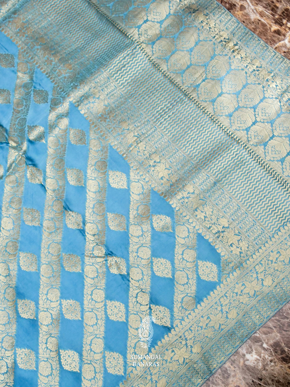 Banarasi Blue Blended Moonga Silk Saree
