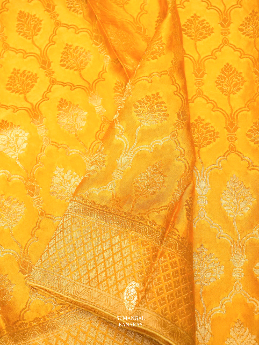 Banarasi Yellow Blended Moonga Silk Saree