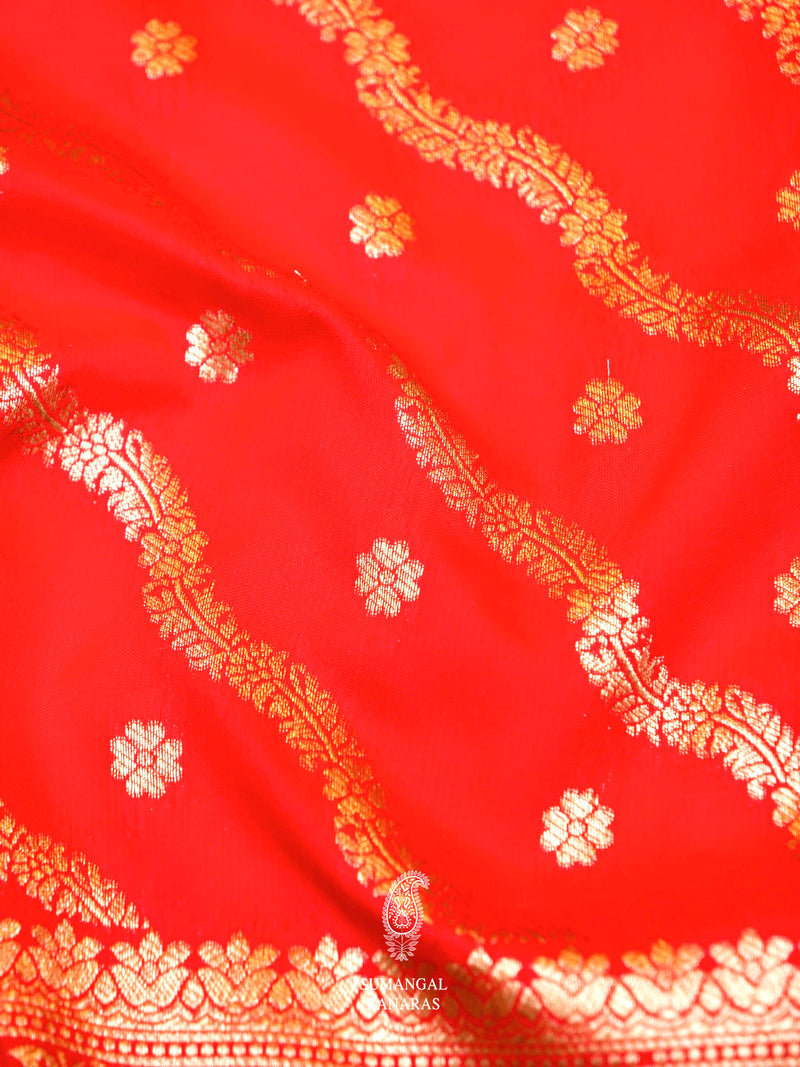 Banarasi Red Blended Moonga Silk Saree