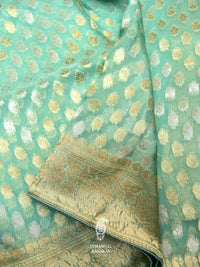 Banarasi Sea Green Blended Moonga Silk Saree