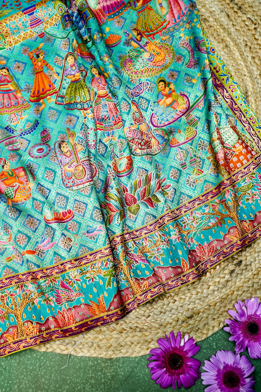 Banarasi Sea Green Blended Moonga Silk Saree