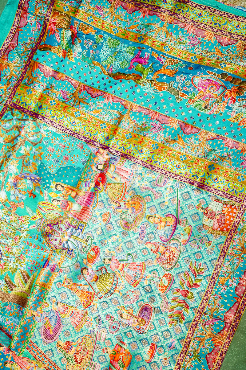 Banarasi Sea Green Blended Moonga Silk Saree