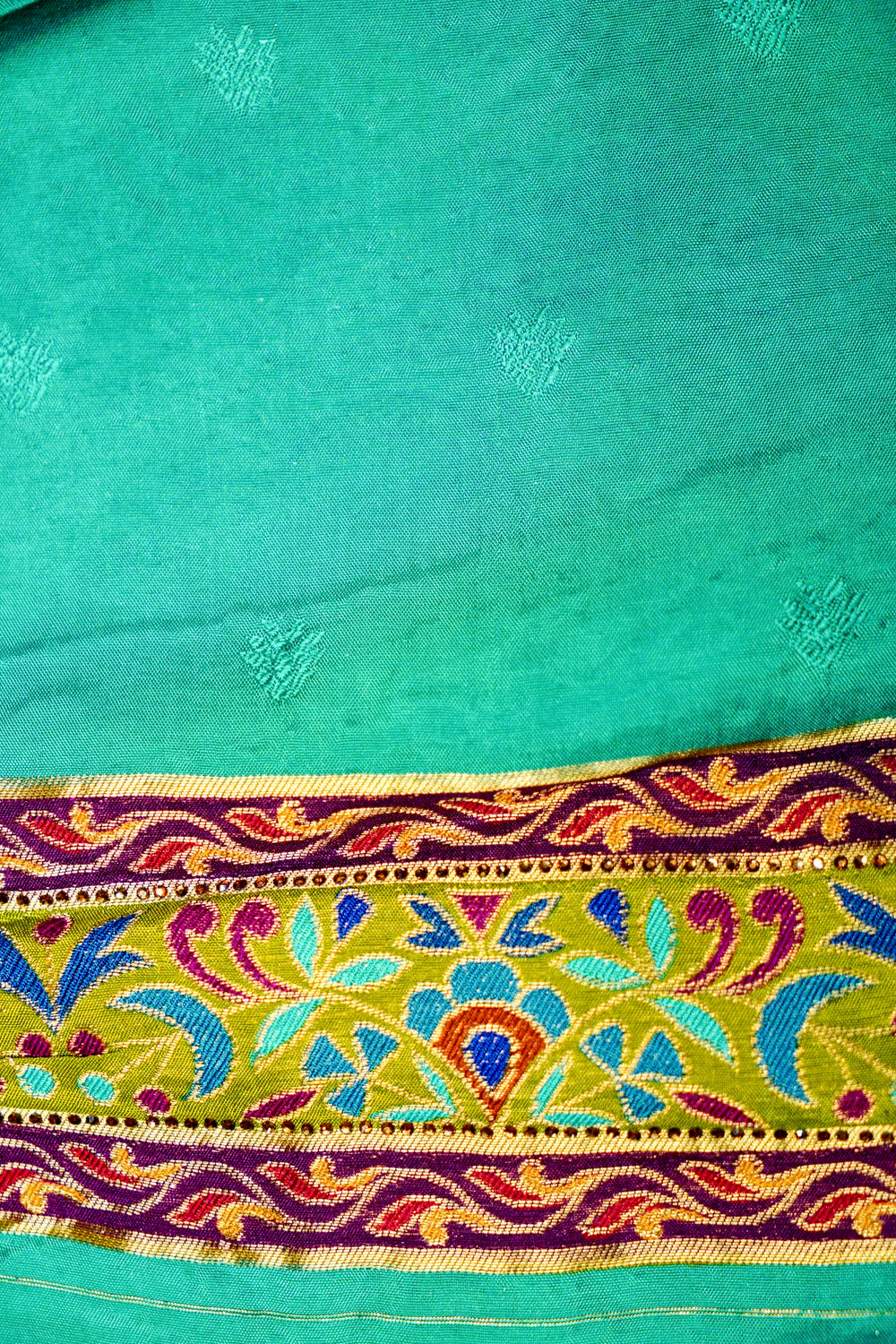Banarasi Sea Green Blended Moonga Silk Saree