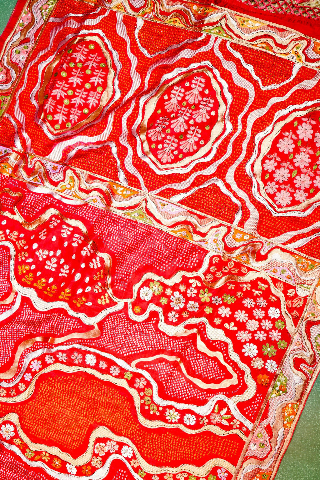 Banarasi Red Blended Moonga Silk Saree