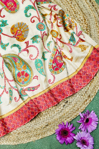 Banarasi Off White Blended Moonga Silk Saree