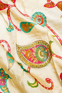 Banarasi Off White Blended Moonga Silk Saree