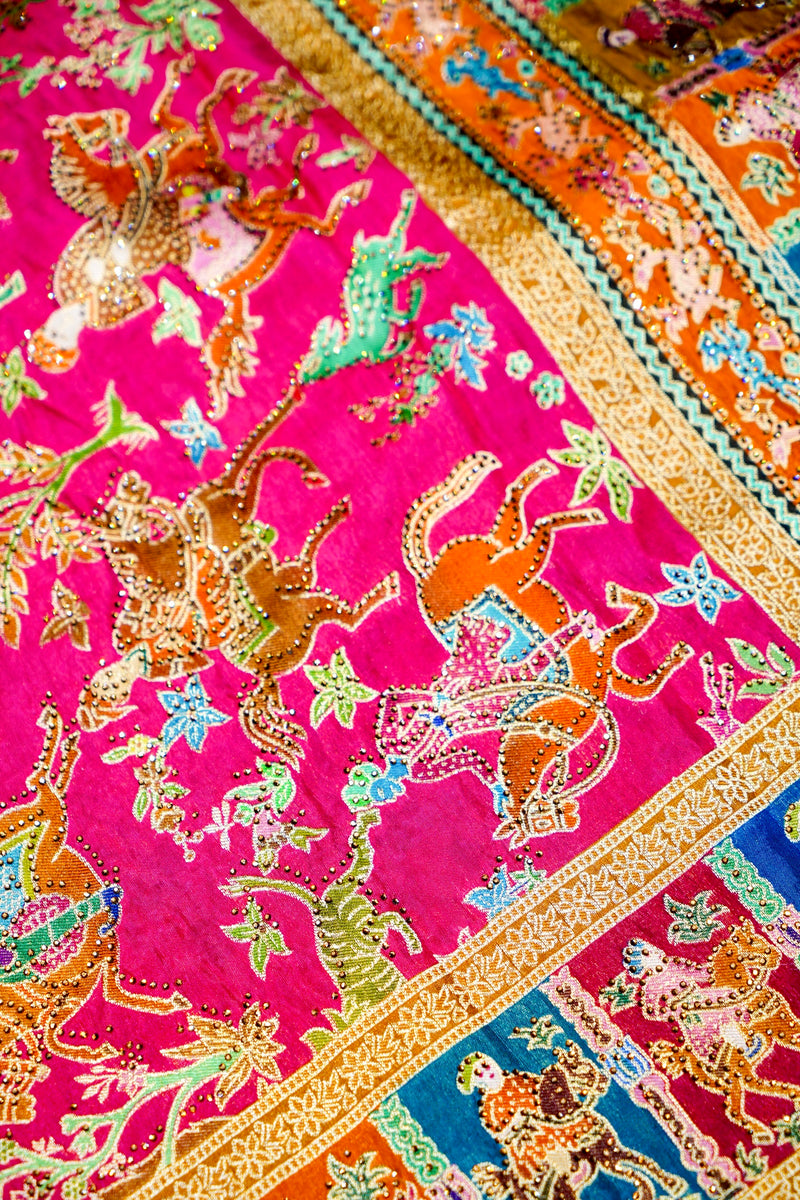 Banarasi Pink Blended Moonga Silk Saree