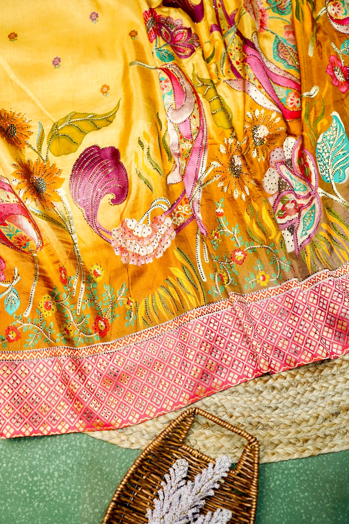 Banarasi Yellow Blended Moonga Silk Saree