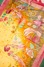 Banarasi Yellow Blended Moonga Silk Saree