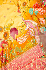 Banarasi Yellow Blended Moonga Silk Saree