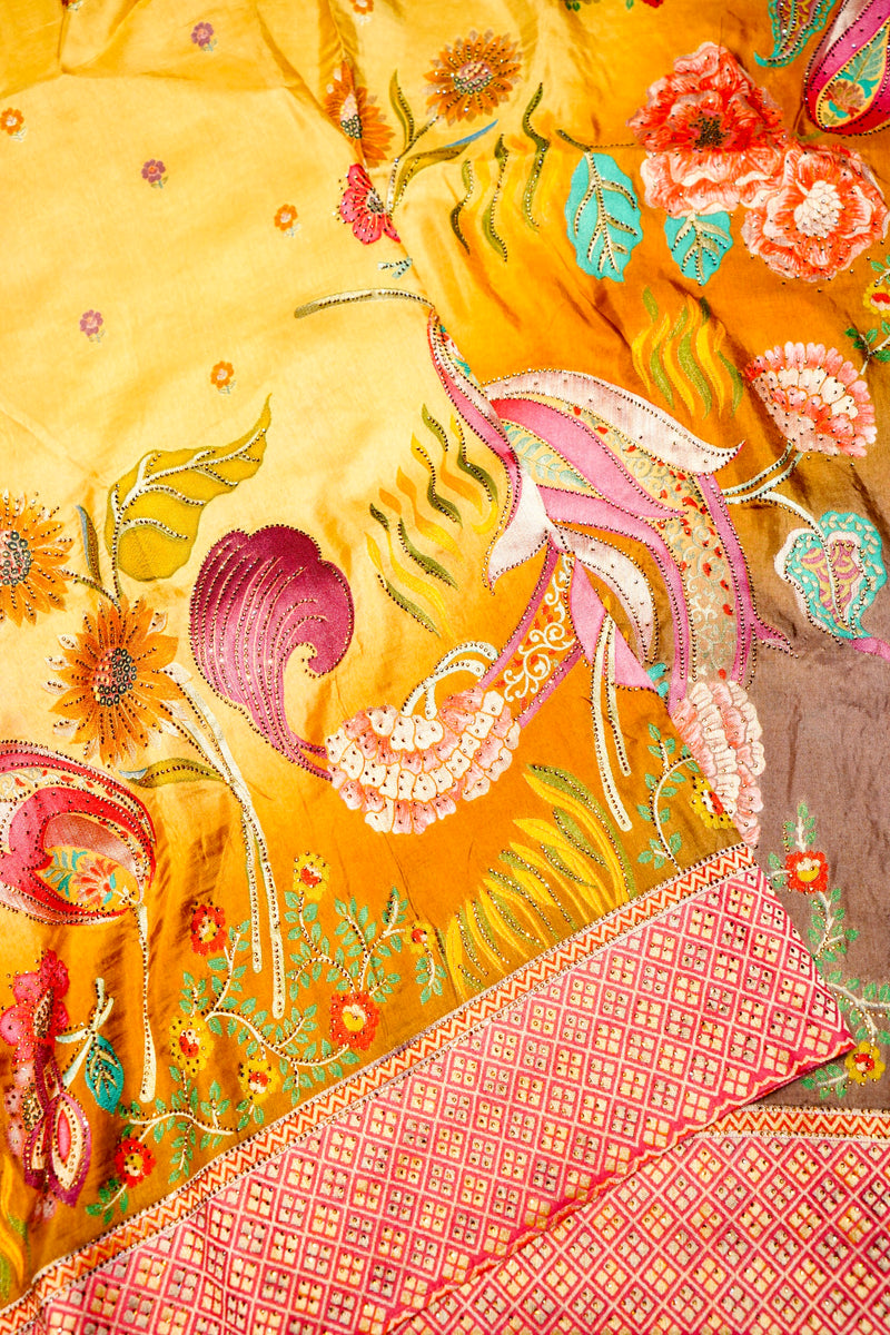 Banarasi Yellow Blended Moonga Silk Saree