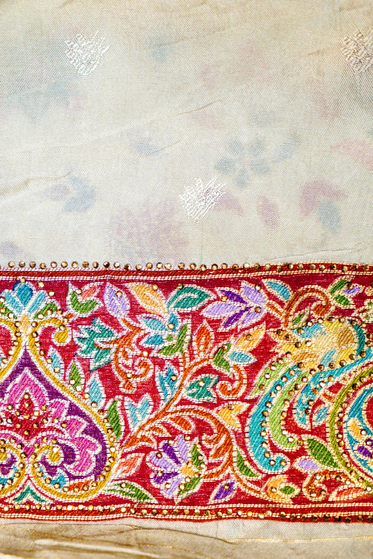 Banarasi Off White Blended Moonga Silk Saree