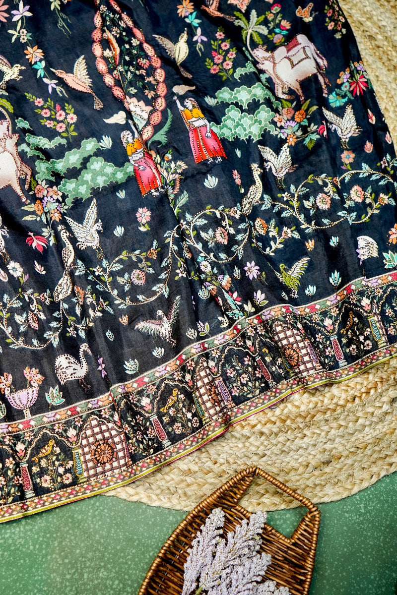 Banarasi Black Blended Moonga Silk Saree