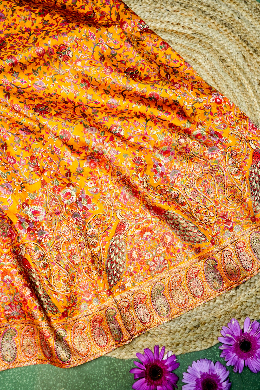 Banarasi Yellow Blended Moonga Silk Saree
