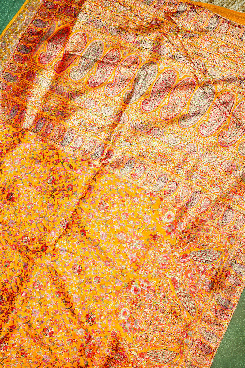 Banarasi Yellow Blended Moonga Silk Saree