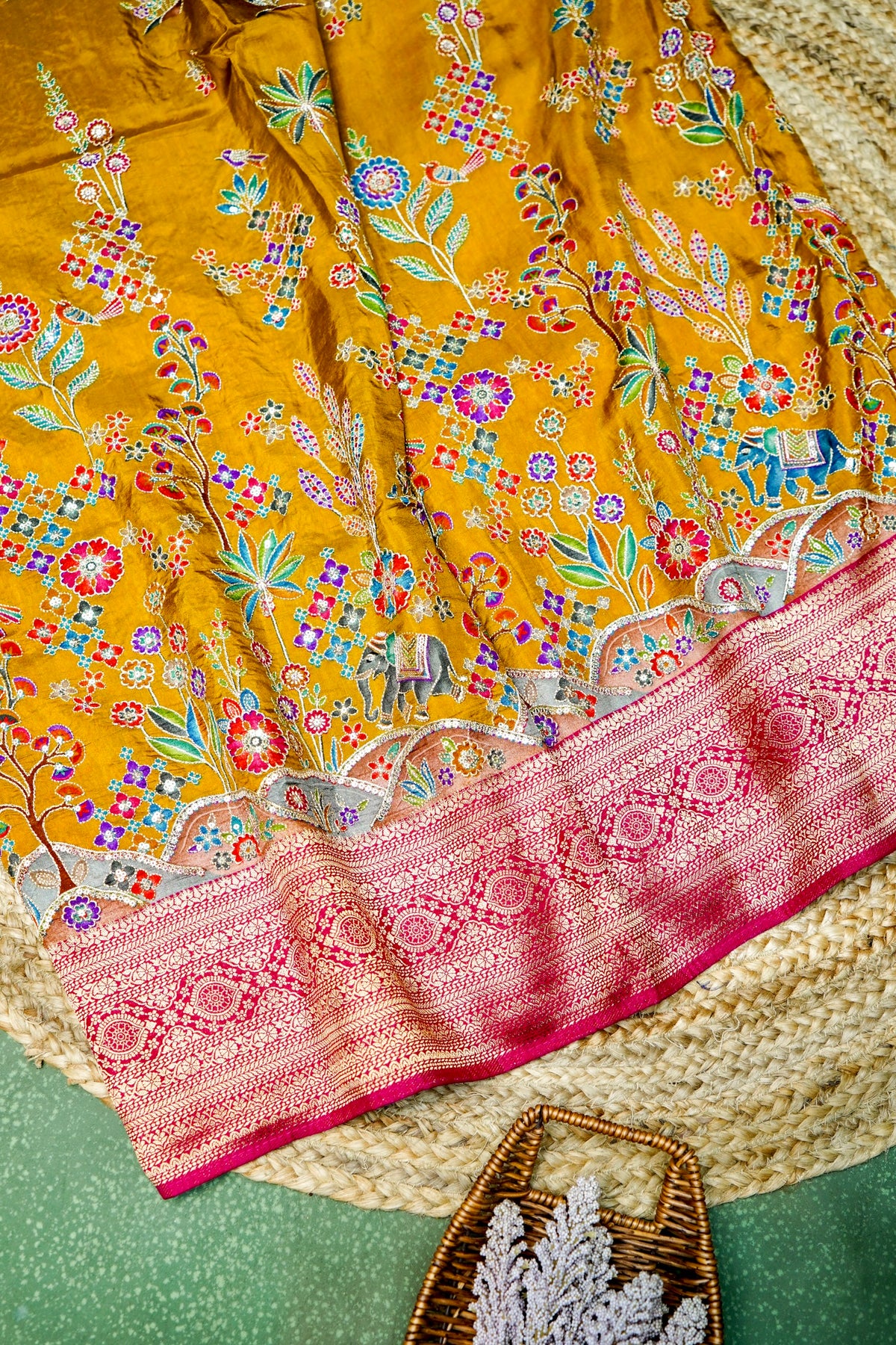 Banarasi Yellow Blended Moonga Silk Saree